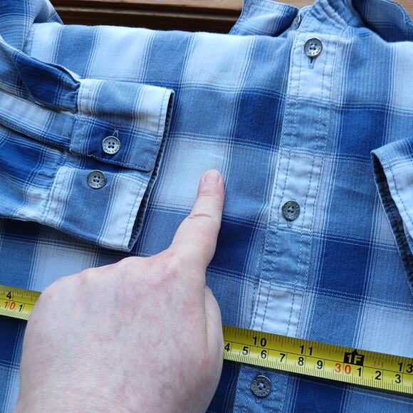 Calvin Klein Blue Checks Classic Fit Button up Shirt S repaired cotton roll tab - Picture 13 of 16